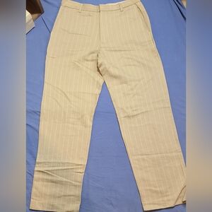 VTG Banana Republic Tan/White Striped Dress Pants Straight Leg 33/32 EUC